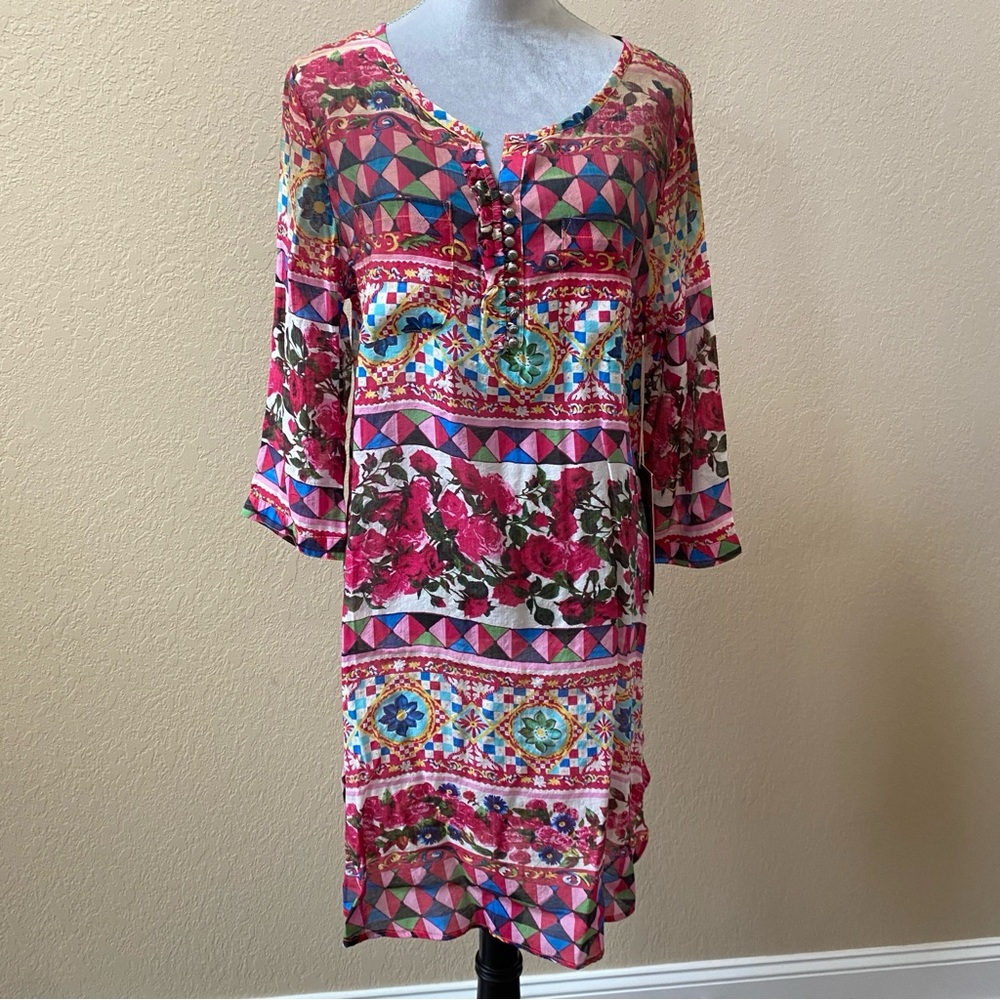 Aratta Multicolor Floral and Geometric Dress